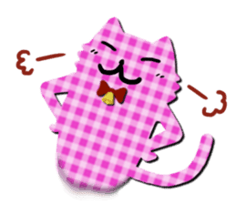 Cat of the gingham checked pattern sticker #73101