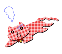 Cat of the gingham checked pattern sticker #73105