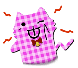 Cat of the gingham checked pattern sticker #73107