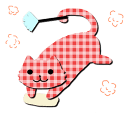 Cat of the gingham checked pattern sticker #73108