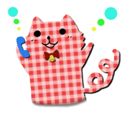 Cat of the gingham checked pattern sticker #73110