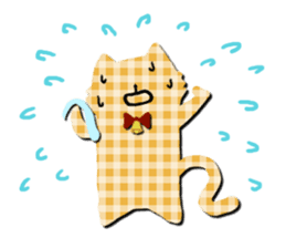 Cat of the gingham checked pattern sticker #73111