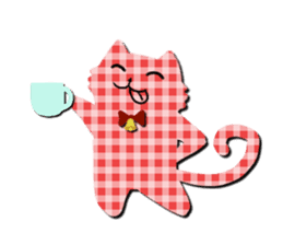 Cat of the gingham checked pattern sticker #73113
