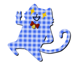 Cat of the gingham checked pattern sticker #73117