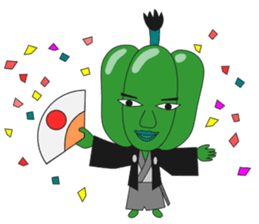 Green pepper Samurai sticker #88080