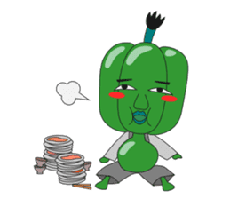 Green pepper Samurai sticker #88095