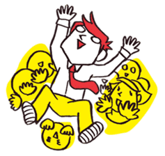 A red haired man's daily work sticker #102037