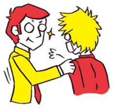 A red haired man's daily work sticker #102049