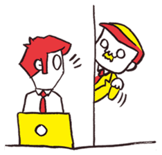 A red haired man's daily work sticker #102051