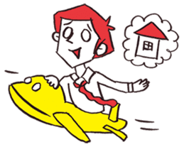 A red haired man's daily work sticker #102060