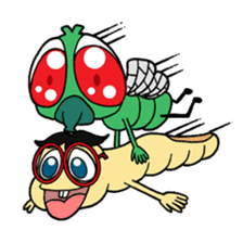 Funny Insects - crazy worm and cute fly sticker #133580