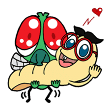 Funny Insects - crazy worm and cute fly sticker #133582