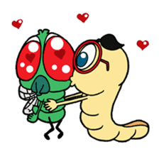Funny Insects - crazy worm and cute fly sticker #133590