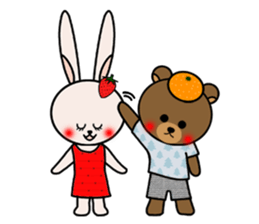 mandarin bear & strawberry rabbit sticker #134132
