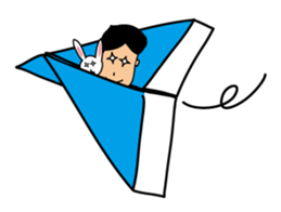 Professor Morris & a stuffed rabbit. sticker #173786