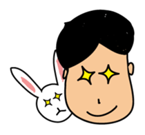 Professor Morris & a stuffed rabbit. sticker #173787