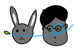 Professor Morris & a stuffed rabbit. sticker #173793