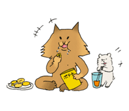 Brown fat cat & Baby polar bear sticker #184149