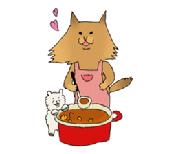 Brown fat cat & Baby polar bear sticker #184157