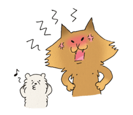 Brown fat cat & Baby polar bear sticker #184164