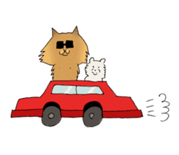 Brown fat cat & Baby polar bear sticker #184173