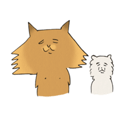 Brown fat cat & Baby polar bear sticker #184180