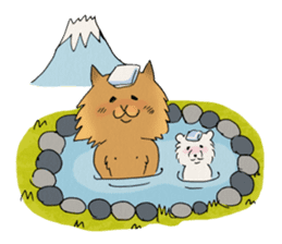 Brown fat cat & Baby polar bear sticker #184183