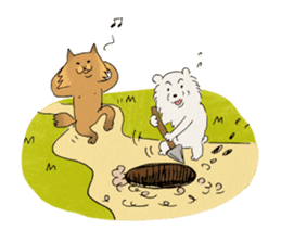 Brown fat cat & Baby polar bear sticker #184184