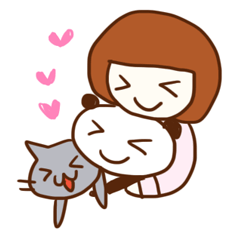 Panda, Cat and Bobbed Hair Style Girl