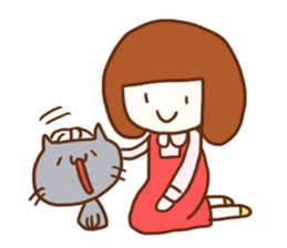 Panda, Cat and Bobbed Hair Style Girl sticker #185271