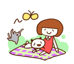 Panda, Cat and Bobbed Hair Style Girl sticker #185292