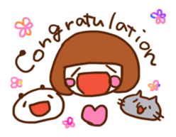 Panda, Cat and Bobbed Hair Style Girl sticker #185297