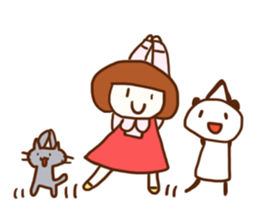 Panda, Cat and Bobbed Hair Style Girl sticker #185298