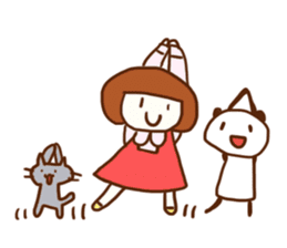 Panda, Cat and Bobbed Hair Style Girl sticker #185298