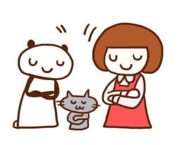 Panda, Cat and Bobbed Hair Style Girl sticker #185299