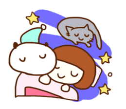 Panda, Cat and Bobbed Hair Style Girl sticker #185300