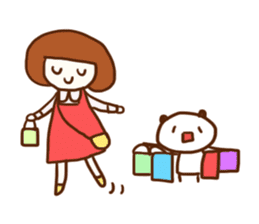 Panda, Cat and Bobbed Hair Style Girl sticker #185301