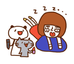 Panda, Cat and Bobbed Hair Style Girl sticker #185302