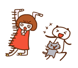 Panda, Cat and Bobbed Hair Style Girl sticker #185303