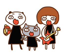Panda, Cat and Bobbed Hair Style Girl sticker #185304