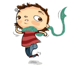 Malin with green scarf. sticker #197414