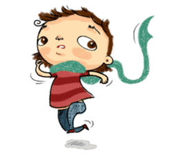 Malin with green scarf. sticker #197414