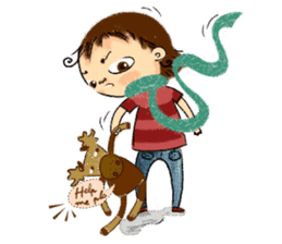 Malin with green scarf. sticker #197425