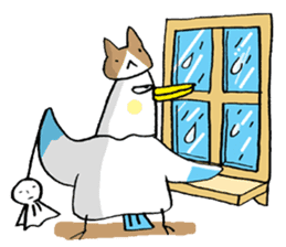 A Seagull wearing a Cat's mask sticker #203084