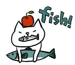 cat and apple2English sticker #203747