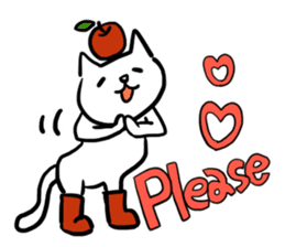 cat and apple2English sticker #203757