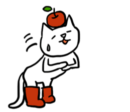 cat and apple2English sticker #203758