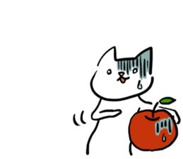 cat and apple2English sticker #203759