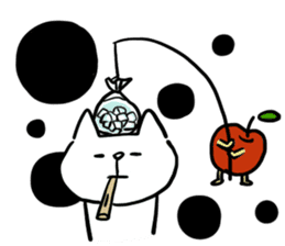 cat and apple2English sticker #203761