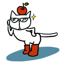 cat and apple2English sticker #203764